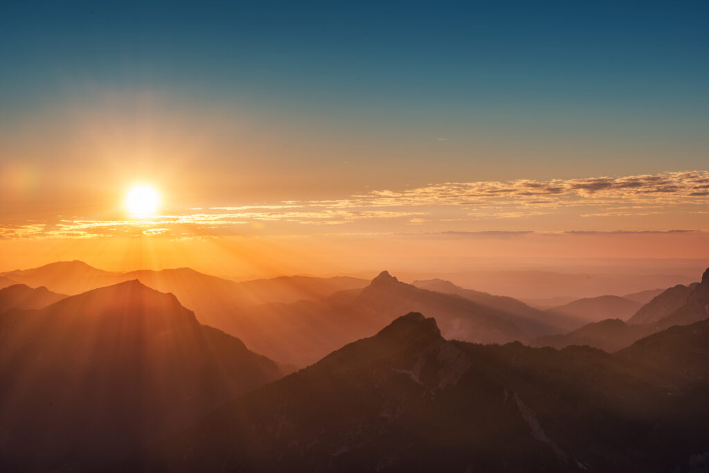 colorful mountain sunset